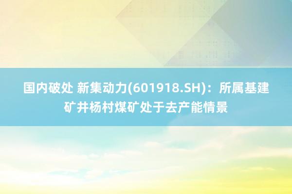 国内破处 新集动力(601918.SH)：所属基建矿井杨村煤矿处于去产能情景