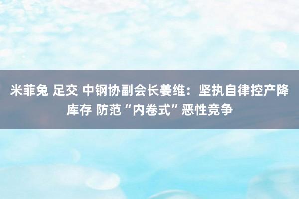 米菲兔 足交 中钢协副会长姜维：坚执自律控产降库存 防范“内卷式”恶性竞争