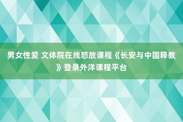 男女性爱 文体院在线怒放课程《长安与中国释教》登录外洋课程平台