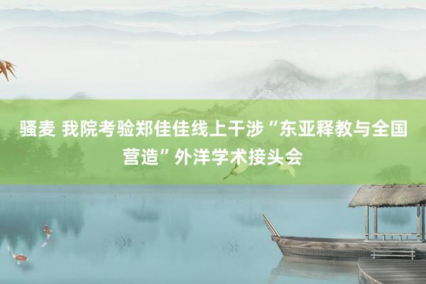 骚麦 我院考验郑佳佳线上干涉“东亚释教与全国营造”外洋学术接头会