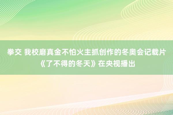 拳交 我校磨真金不怕火主抓创作的冬奥会记载片《了不得的冬天》在央视播出